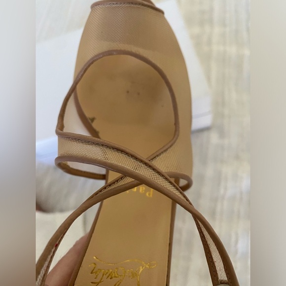Christian Louboutin Mariacar Nude Mesh Leather Platform Heels Size 38.5 - Picture 14 of 17